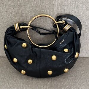 NWT Chloe Studded Bracelet Bag Hobo Black Gold